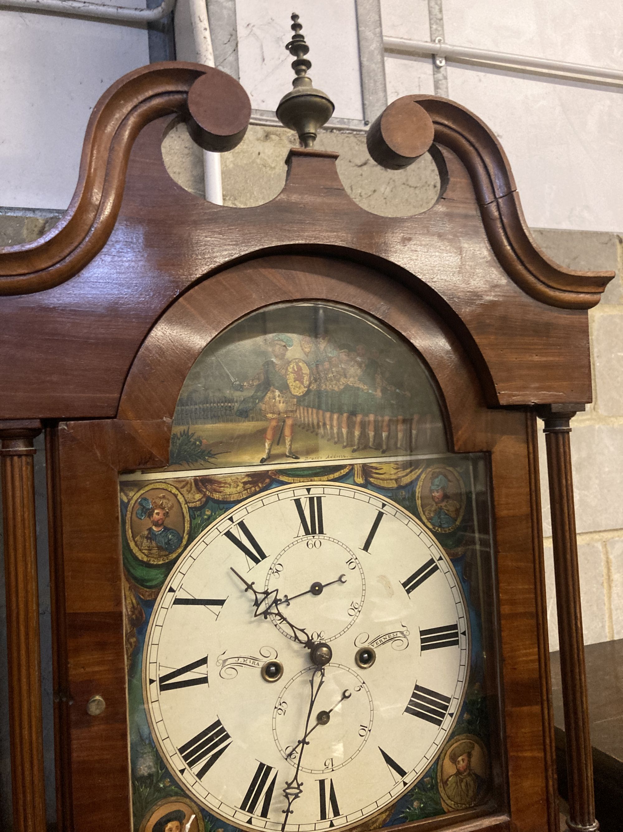 An early 19th century mahogany eight day longcase clock, height 218cm